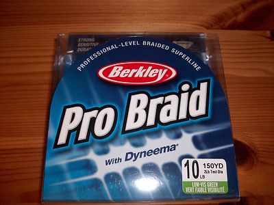 Плетеная леска Berkley Pro Braid 10 фунтов Low Vis Green Power — катушка 150 ярдов