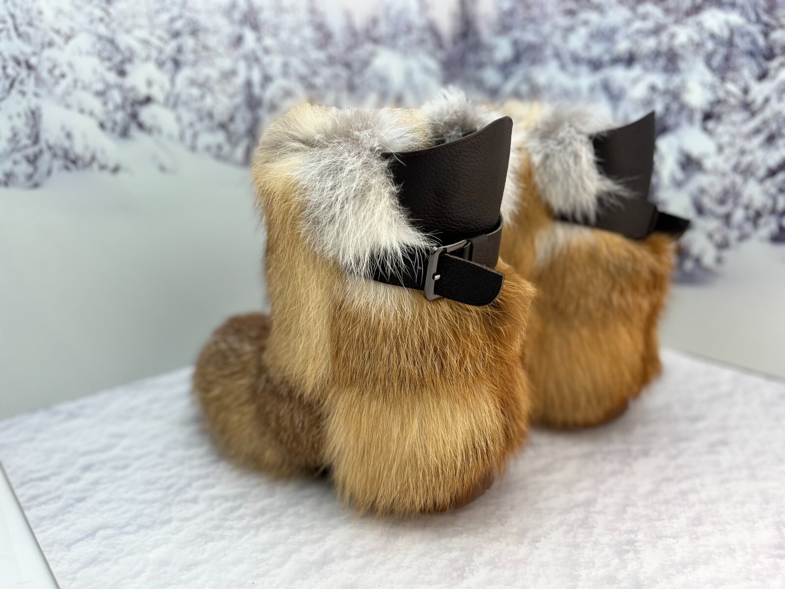 Pre-owned Litvin Fox Fur Boots For Men, Viking Boots, Mukluks, Snow Winter Boots, Mens Gift In Red