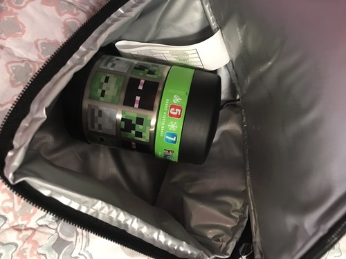 MINECRAFT Thermos Insulated Green & Brown Cube Lunch Box Bag + Food Jar New Kids