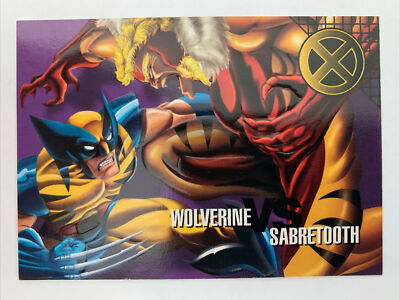 1996 Fleer Skybox Marvel Vision Embossed 54 Wolverine Sabretooth Explosive Duels
