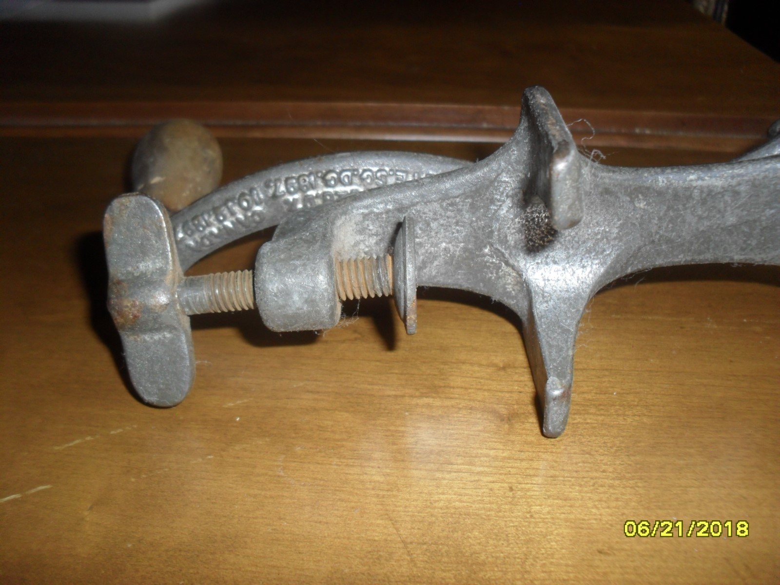 L.F. & C Wooden Handled Hand Crank Meat Grinder