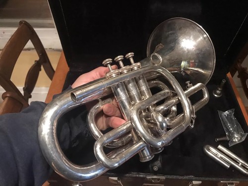 Silver DEG Dynasty Mellophone in F with Eb Slide & MP Willson Swiss Made