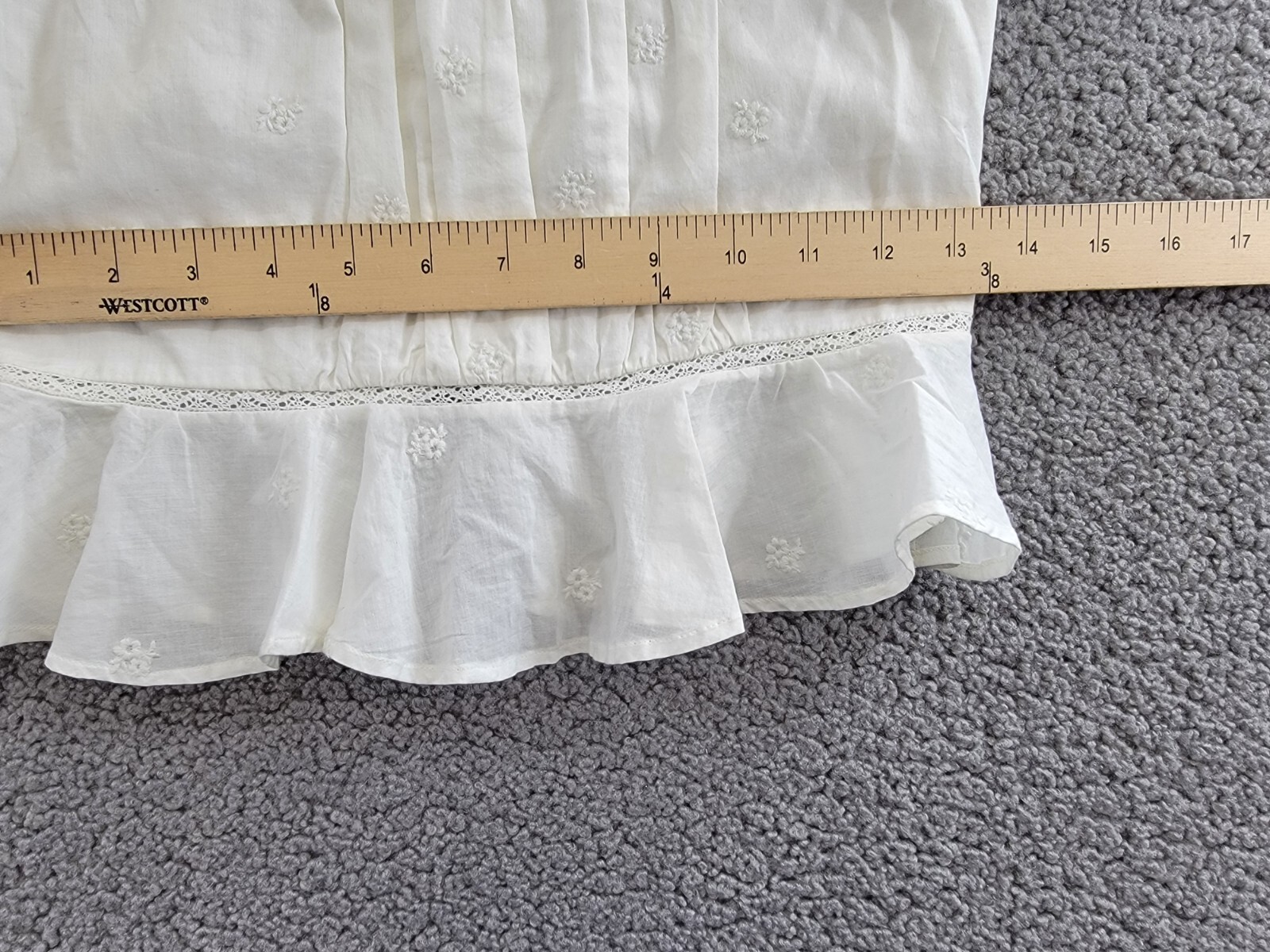 Ralph Lauren Embroidered Voile Top Girls' 12 White Collared Ruffled Button Back - Picture 7 of 19
