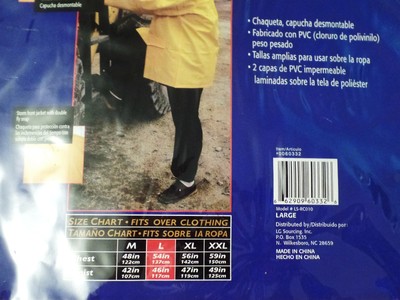 New Heavy Duty PVC Rain Jacket & Detachable Hood #0060332 Size Large