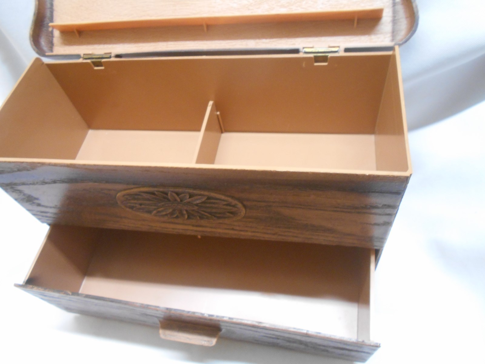 vintage Lerner hard plastic kitchen recipe file box double with drawer