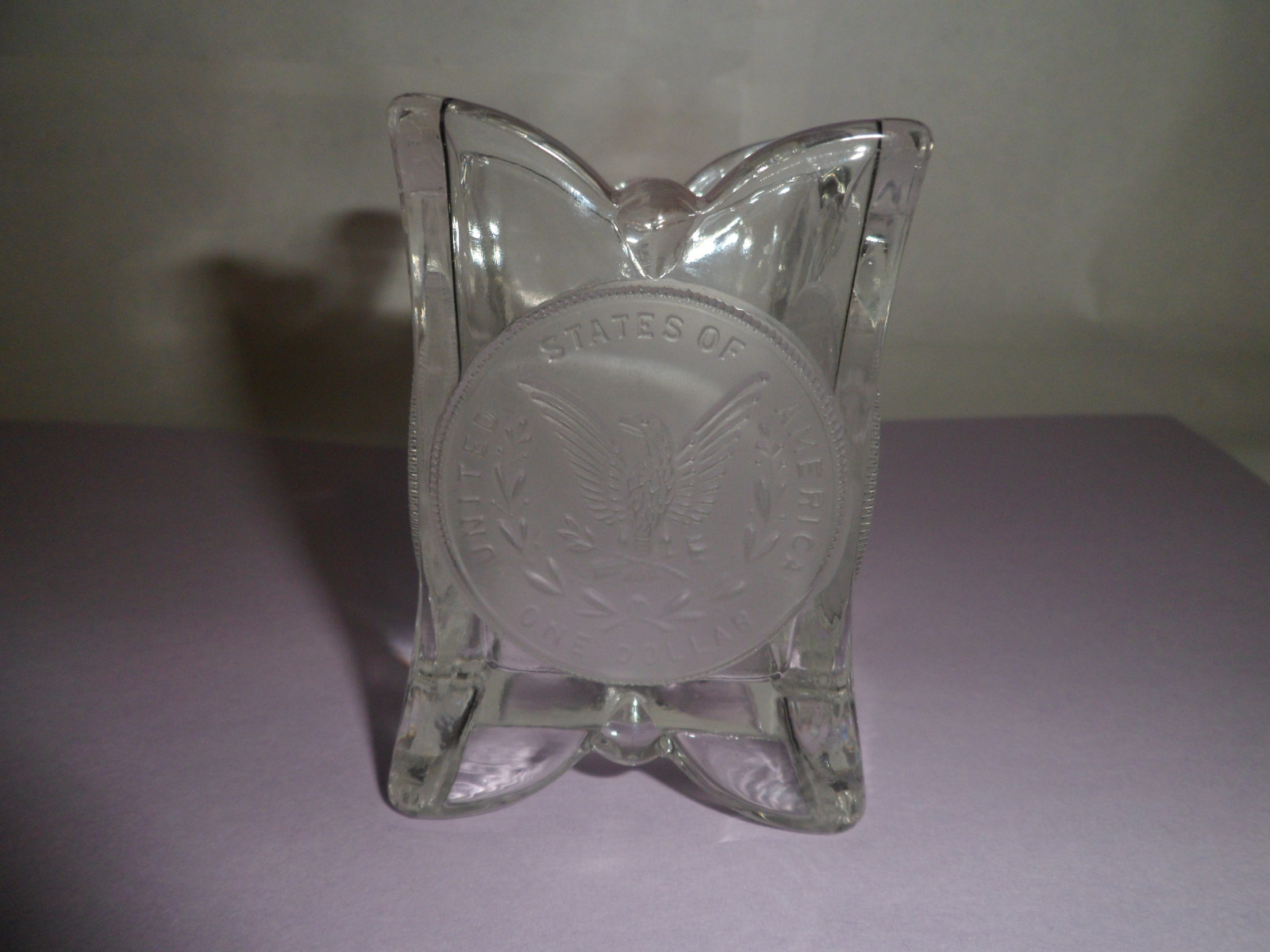 Glass COIN Toothpick Match Holder Clear & Frosted glass