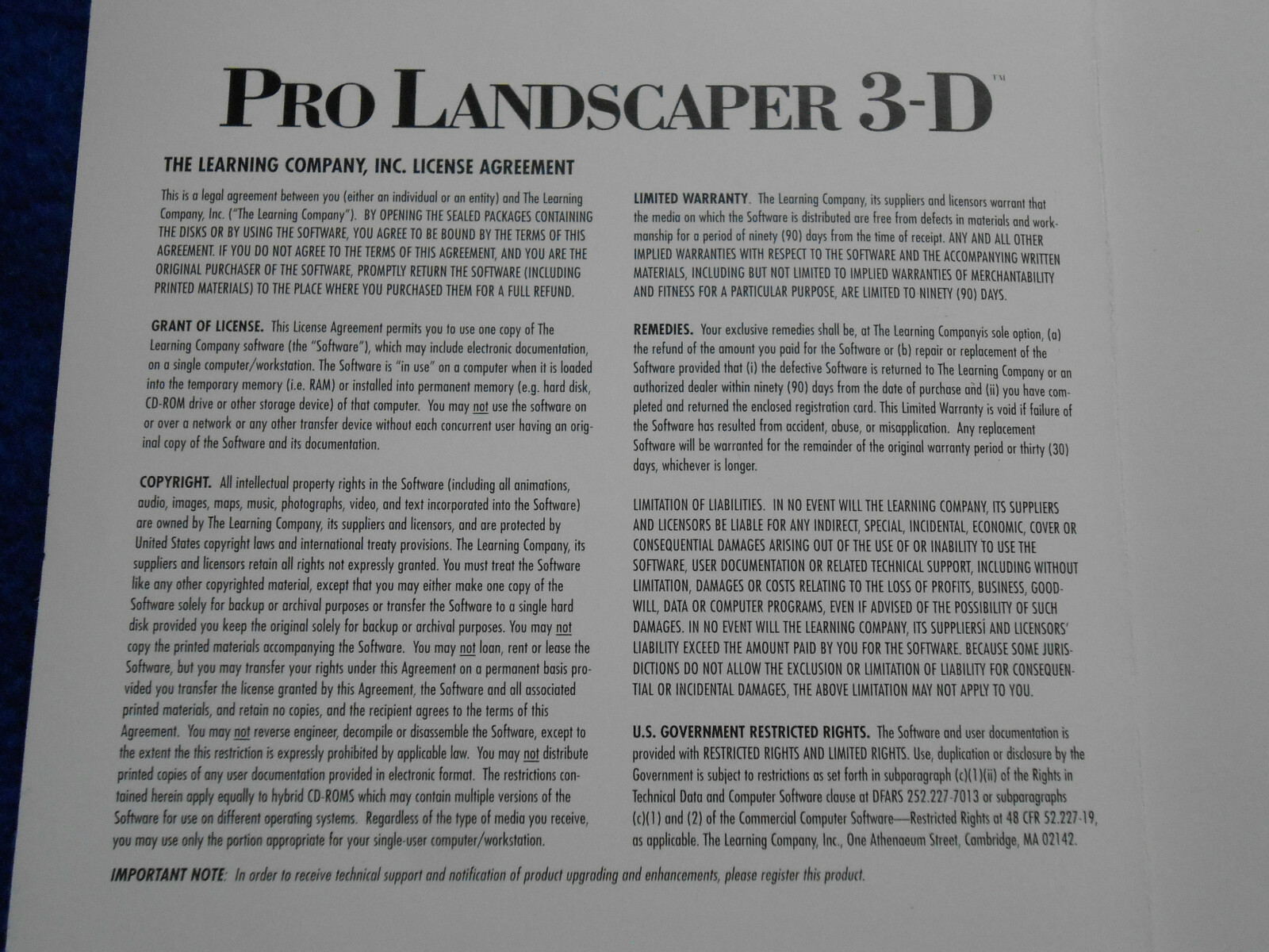 Pro Landscaper 3-D  PC CD-ROM SoftKey 1995 Windows 3.1