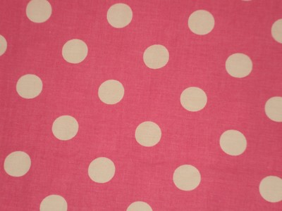 2 1/2 yards cotton fabric white polka dots on pink
