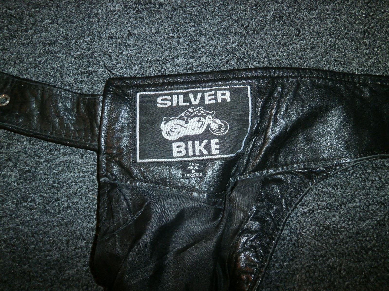 American Legion Mens SILVER BIKE Black Genuine LEATHER BIKER CHAPS XL