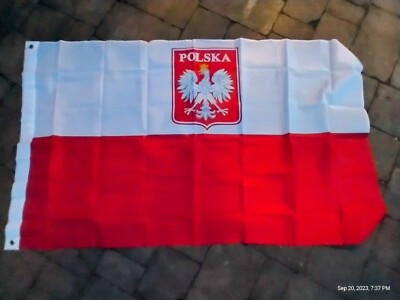 flag 3x5 POLAND TRADITIONAL With emblem and POLSKA written above Indoor/Outdoor
