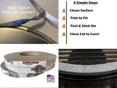 1/2" x 1/8" LavaLock High Temp BBQ Gasket Smoker Seal for Nomex Door Lid, Sel...