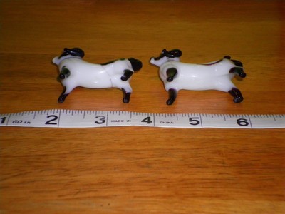 Hand Blown Pair of 2 Balck & White Long Doggies from Hawaii