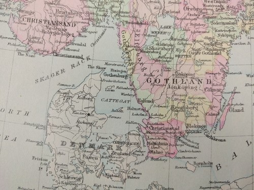 Vintage 1896 NORWAY SWEDEN Map Old Antique Original GALLERY WALL ART MAPZ