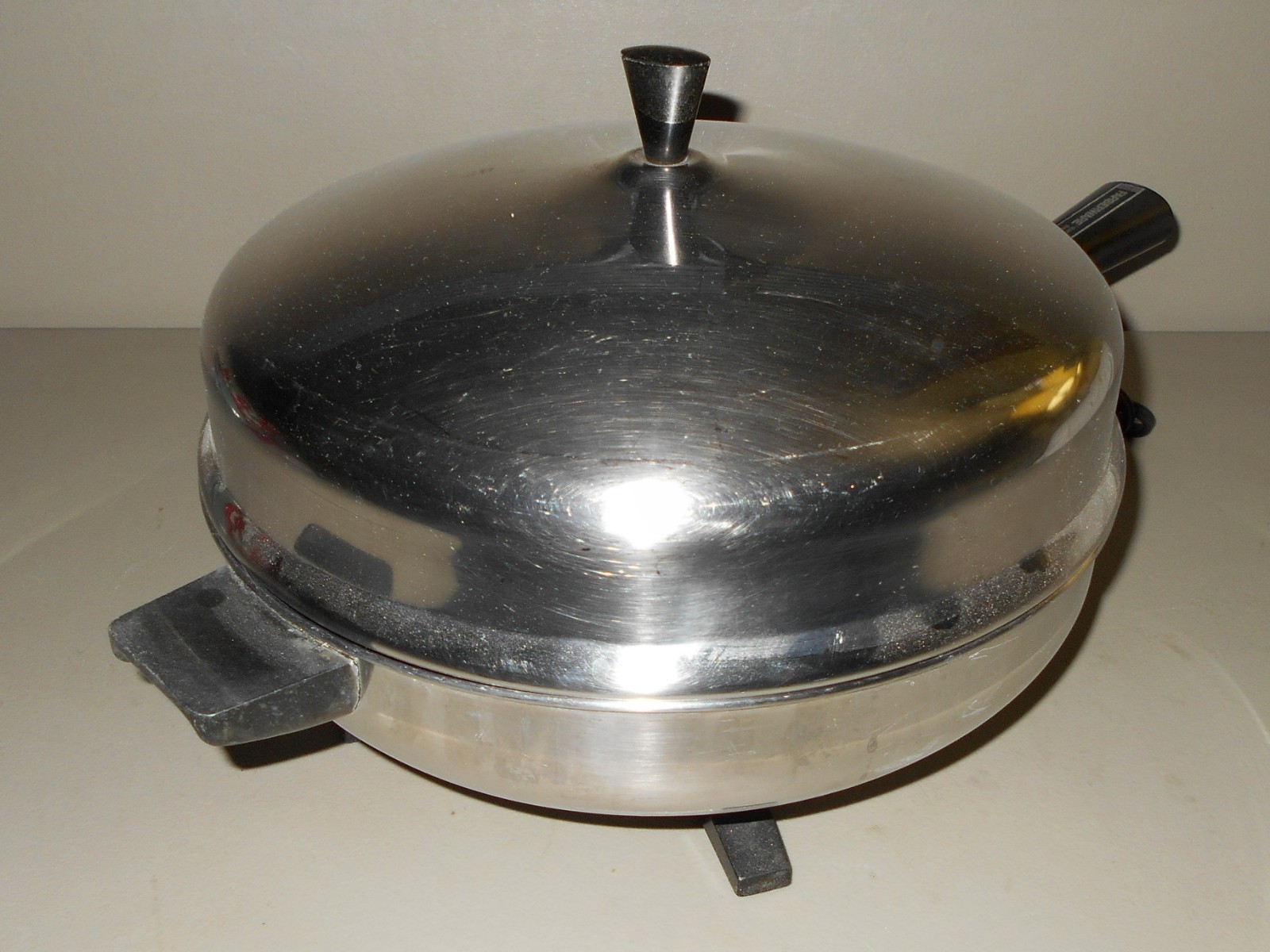 Farberware Electric Skillet 12 inch Fry Pan High Dome B3000 Stainless Steel Vtg