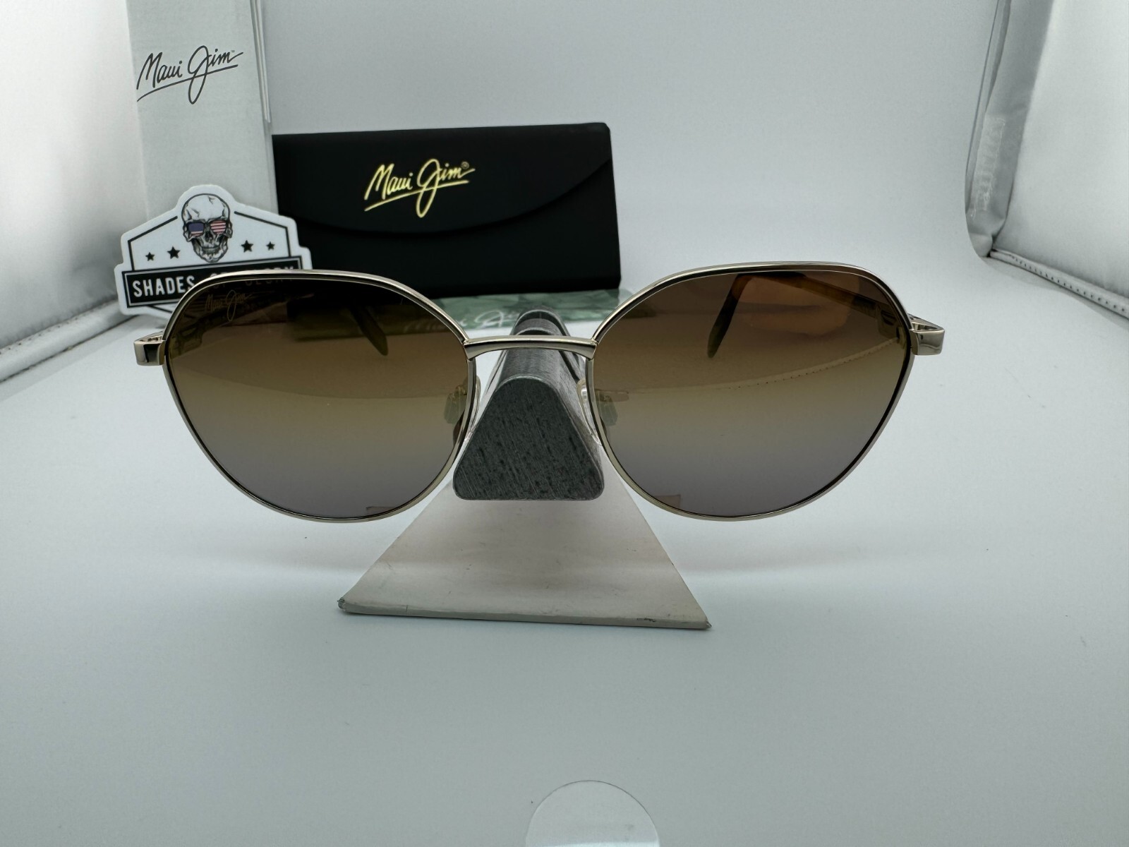 Pre-owned Maui Jim Hukilau Mj 845-16 Gold To Silver Dual Mirror Polarized Sunglasses