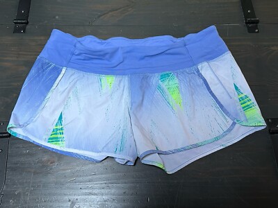 Lululemon Split Second Short II Wind Chill White & Blue Size 12 Speed Shorts