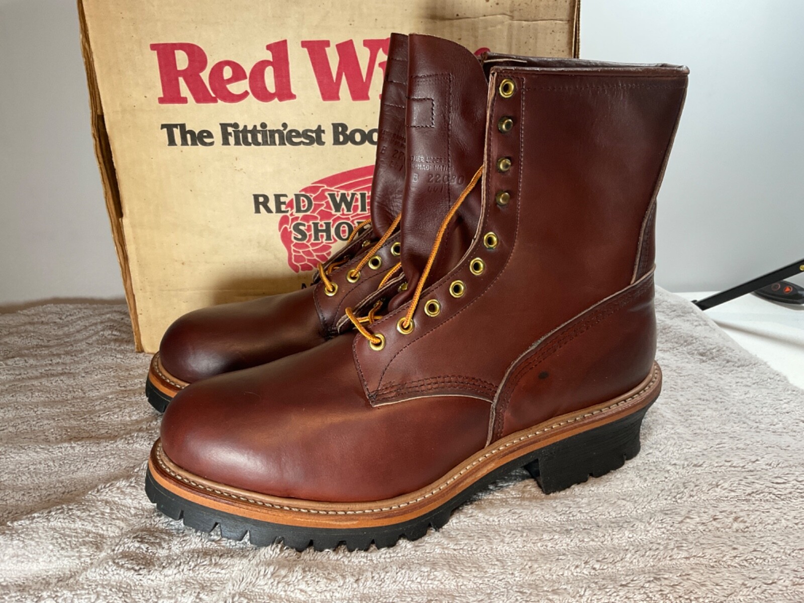 Pre-owned Red Wing Shoes Red Wing 4418 Leather Logger Steel Toe Work And Safety Boots Multiple Sizes In Brown