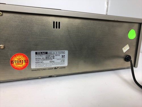 Teac 3 Head Cassette Deck V-707Rx Fully Serviced! Teac 3 Head Cassette Deck V-707Rx Fully Serviced!
