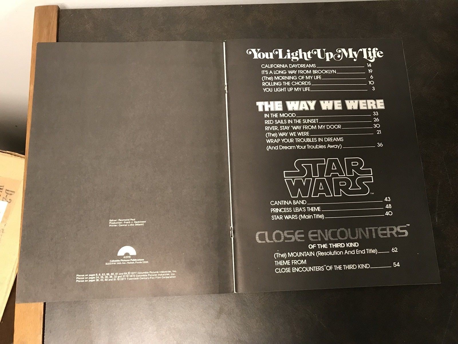 Vtg Piano/Vocal/Chord Songbook-Best Music From Four Hit Movies Columbia Pictures