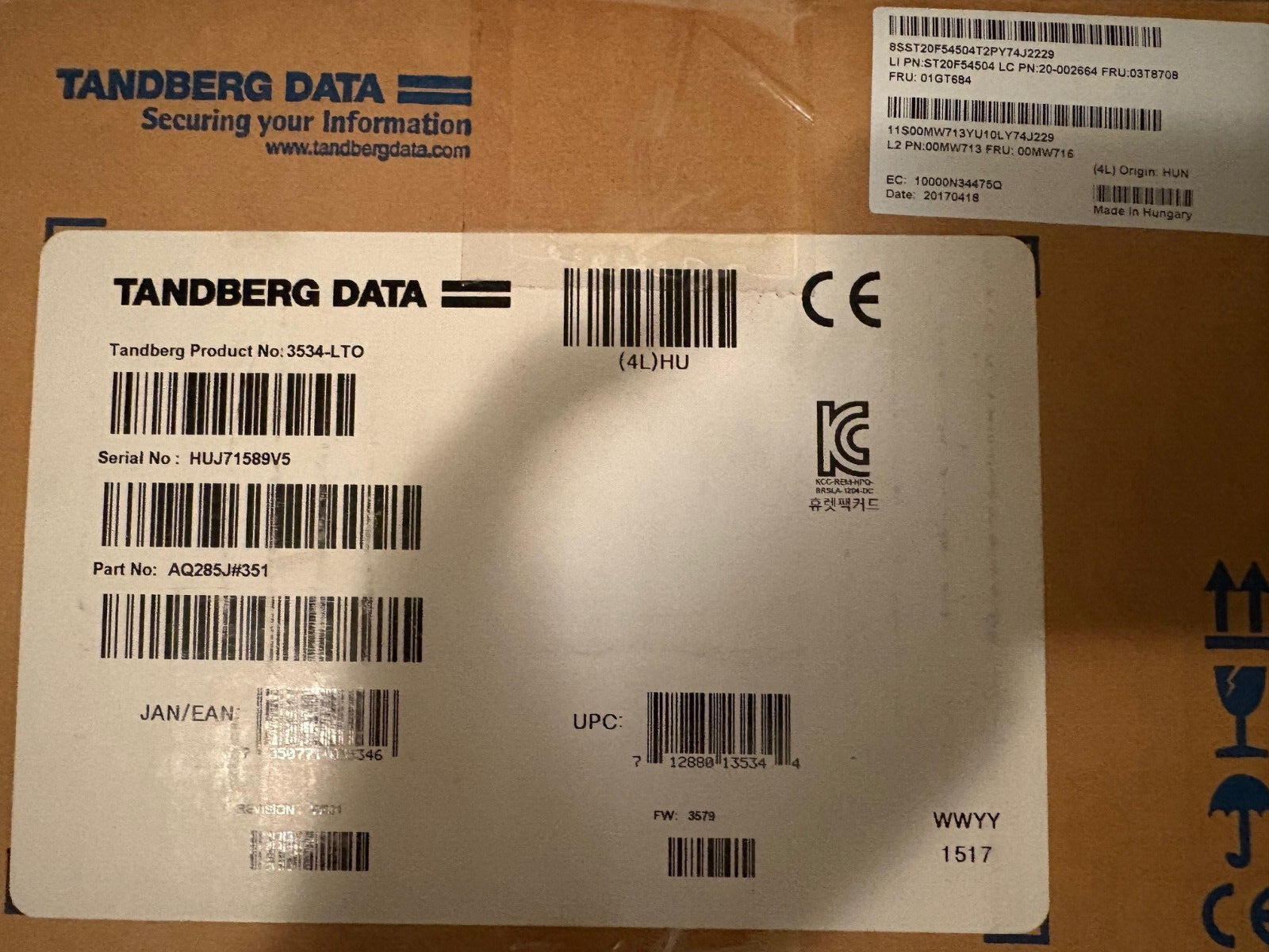 TANDBERG DATA HP 01GT684 3534-LtO Inernal LTO6 SAS