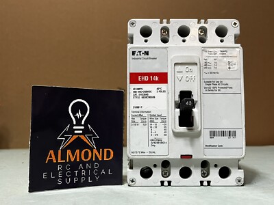 Eaton EHD3040 40A Molded Case Circuit Breaker style 6638C90G89 14k Trip @ 480VAC