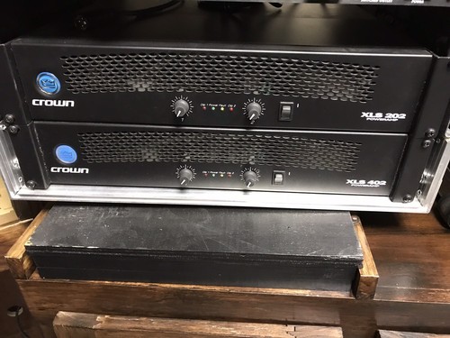 SoundTech CX2C Speakers with Crown XLS 402 Amp, Stands, and Cables