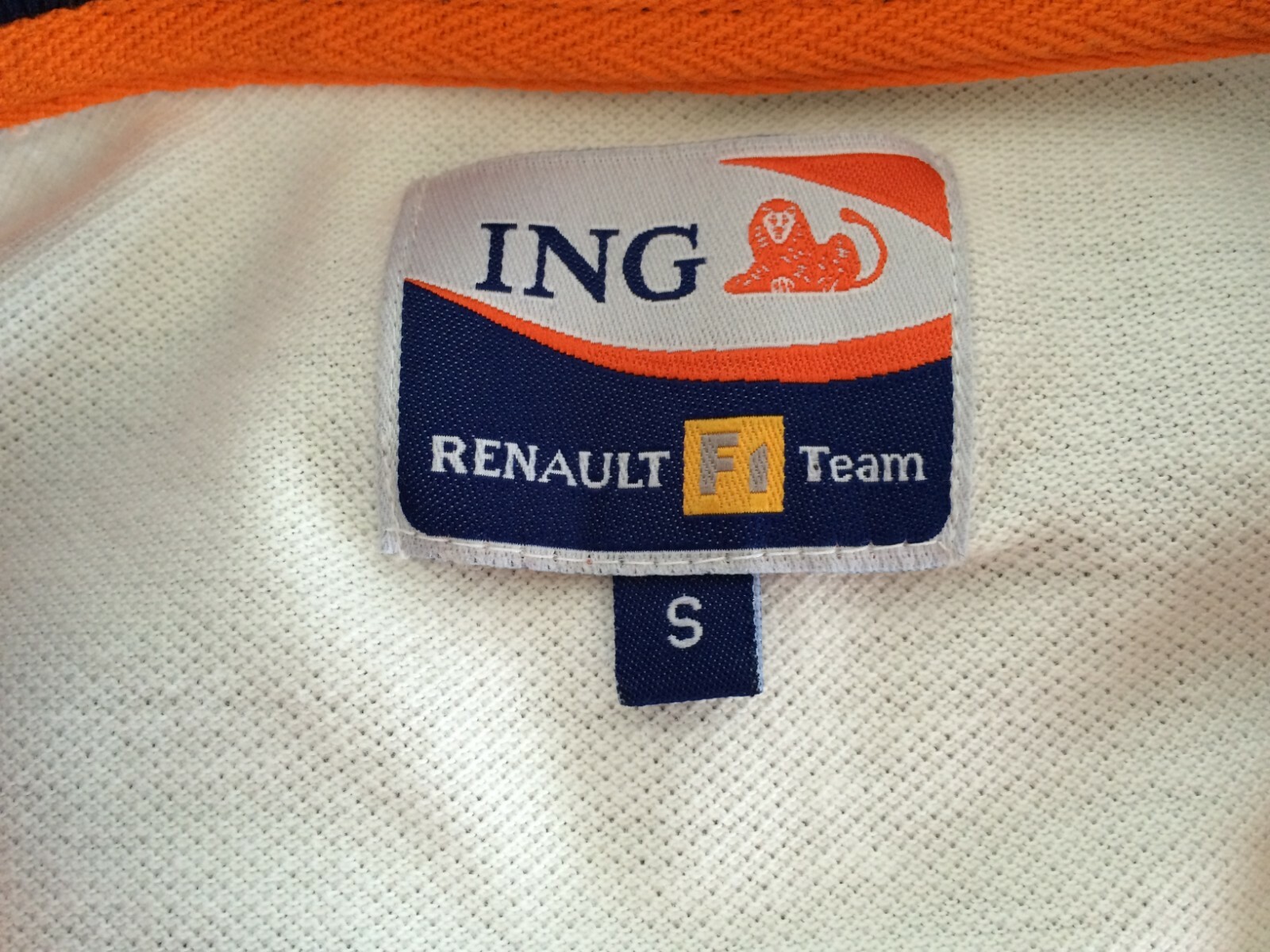 ING Renault F1 Team Mens Polo Golf Shirt Small White Logo Print Official Product