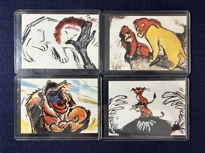 1994 Skybox Disney Lion King Series 2 Thermographic Sketch Card Lot T1-T2-T3-T9