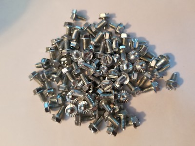 8/32 X 1/4 Thread Rolling Screw Zinc Slotted Indented Hex Washer Head Serrated