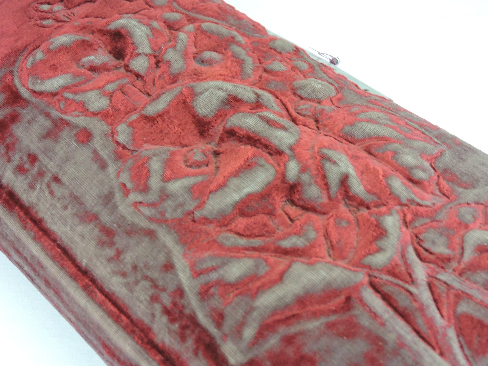 Antique Victorian Photo Album Book Red Velvet Embossed,Metal Hardware