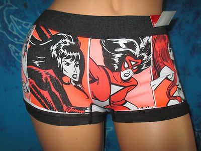 nwt Women of Miss Marvel She Hulk Black Widow Medusa Red Boyshorts Panties S