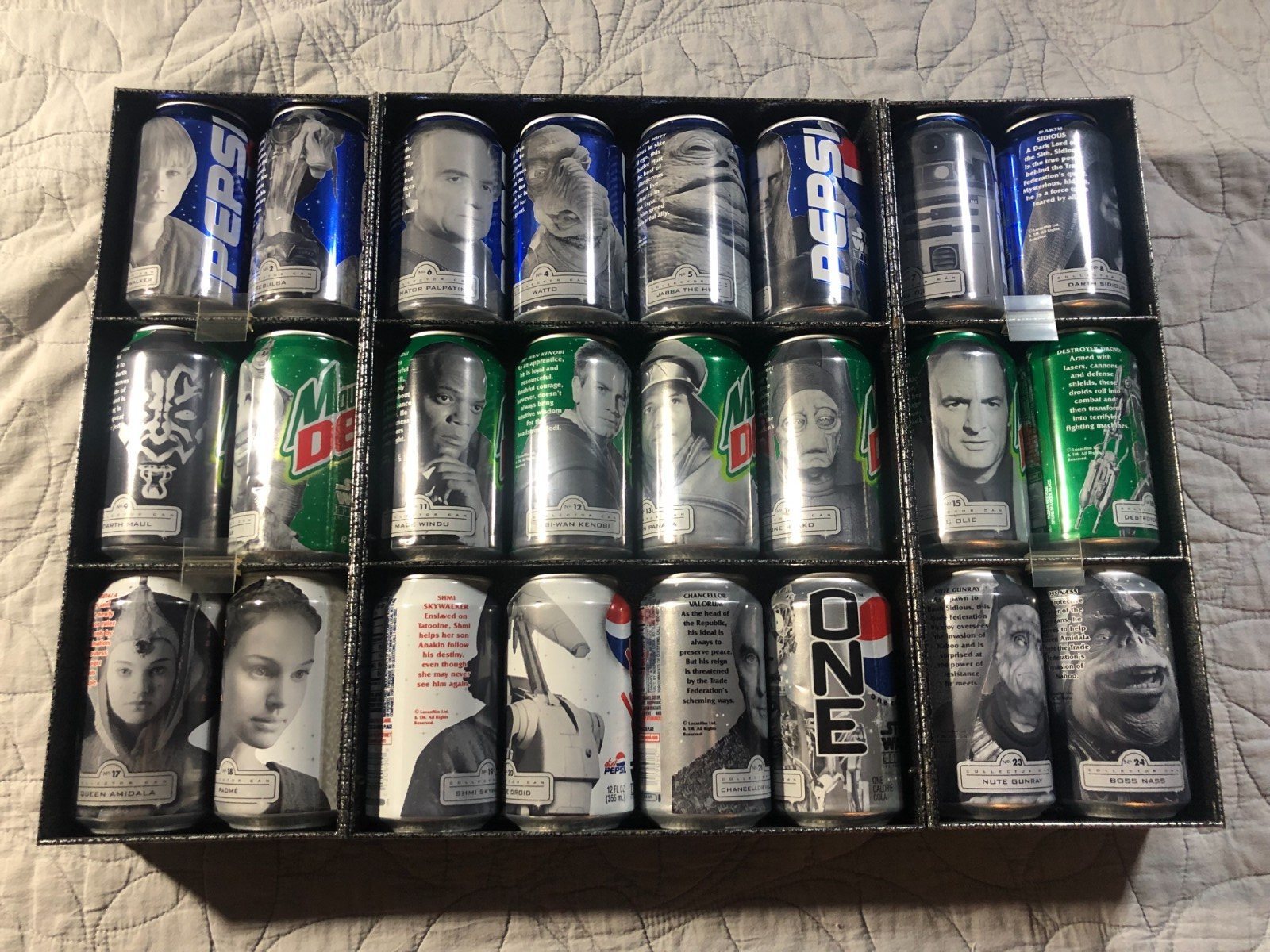 1999 Star Wars Episode 1 Complete Pepsi 24 Can Set in Collectors