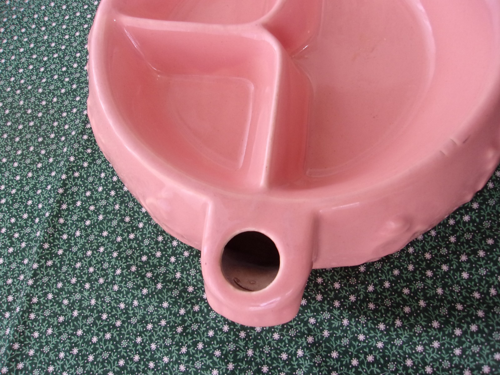 VINTAGE PINK POTTERY WARMING DIVIDED BABY FEEDING DISH NURSERY RHYMES 893