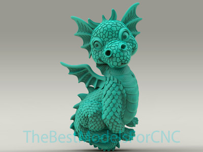 3D Model STL File for CNC Router Laser & 3D Printer Cute Little Dragon