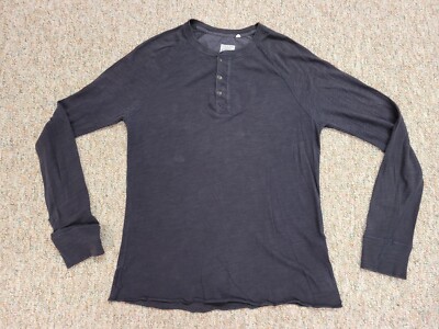 Rag & Bone Shirt Mens Large Grey Henley Standard Issue Long Sleeve Casual Preppy