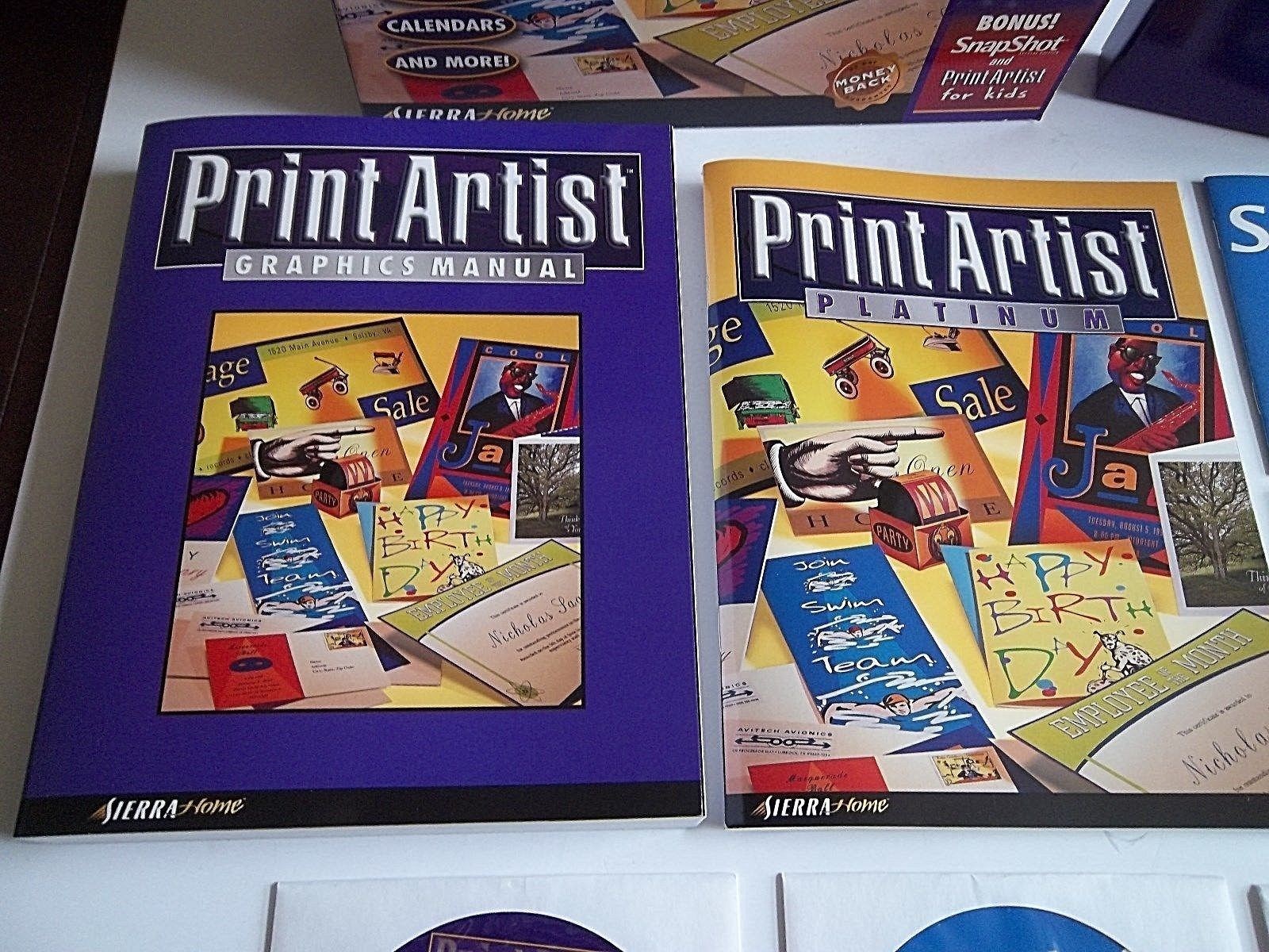 Sierra Print Artist 4.0 Platinum 1998 w/SnapShot, Print Artist for Kids Software