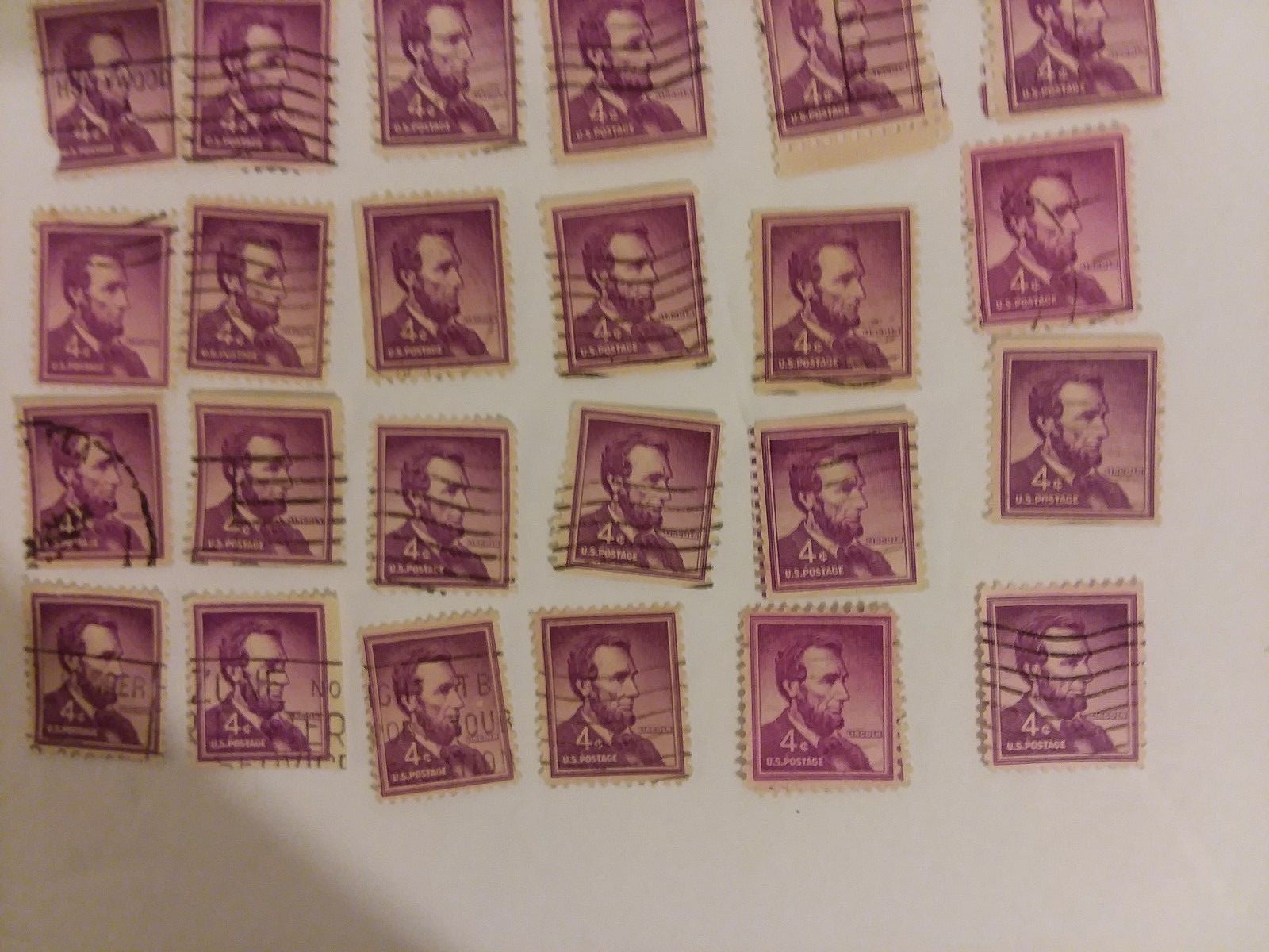 Stamp US 4 Cent Purple Abraham Lincoln Stamp 42 Used Crafts Collage Supplies