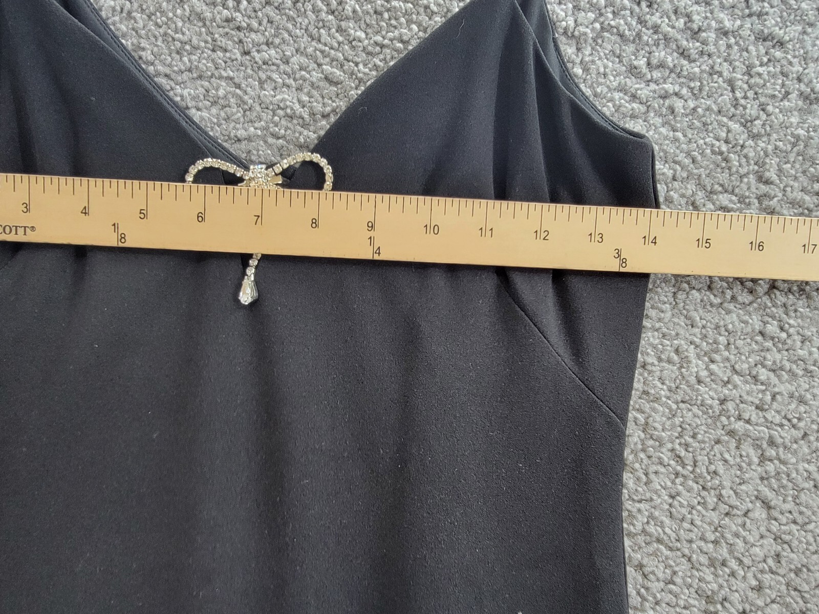 Adrianna by Adrianna Papell Knit Crepe Column Gown Women's 2 Black Back Zip - Picture 5 of 17