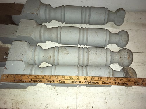 Antique Vintage Retro Salvaged Parts Chunky Painted Wood Stool Farm Legs