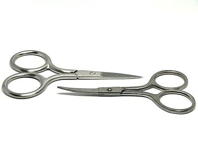Professional 2pcs Tip Eyebrow scissors Curved Blade Stainless Steel Hair