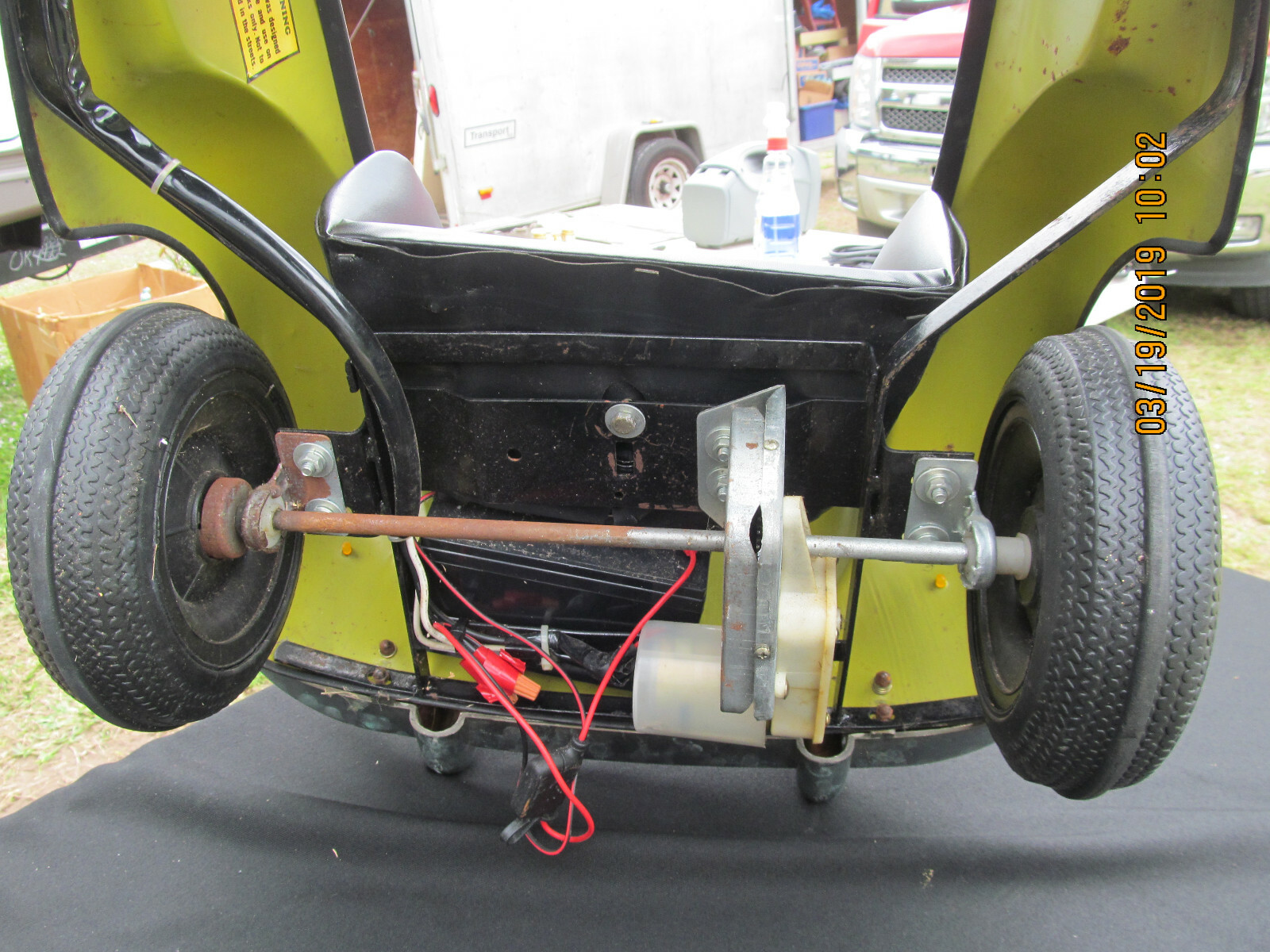 1970's Prestige Mini Motors Yellow VW Bug Volkswagon Electric Peddle Car Needs