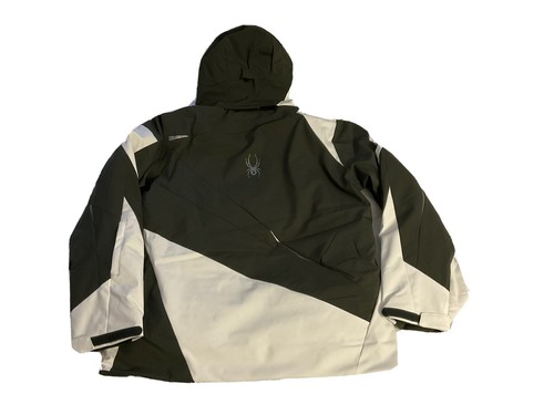 Pre-owned Spyder Nwt- Men's Chambers,gore-tex Insulated Ski Jacket,logo,m,white/dark Green In White & Dark Green