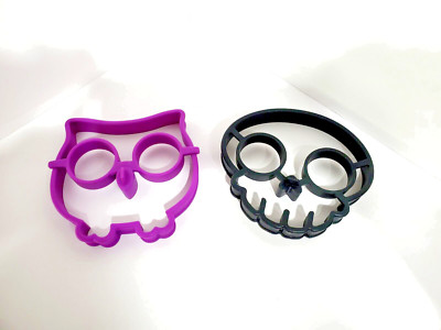 Fred FUNNY SIDE UP Silicone EGG MOLD Skull & Owl Shape HALLOWEEN Cooking Art Fun