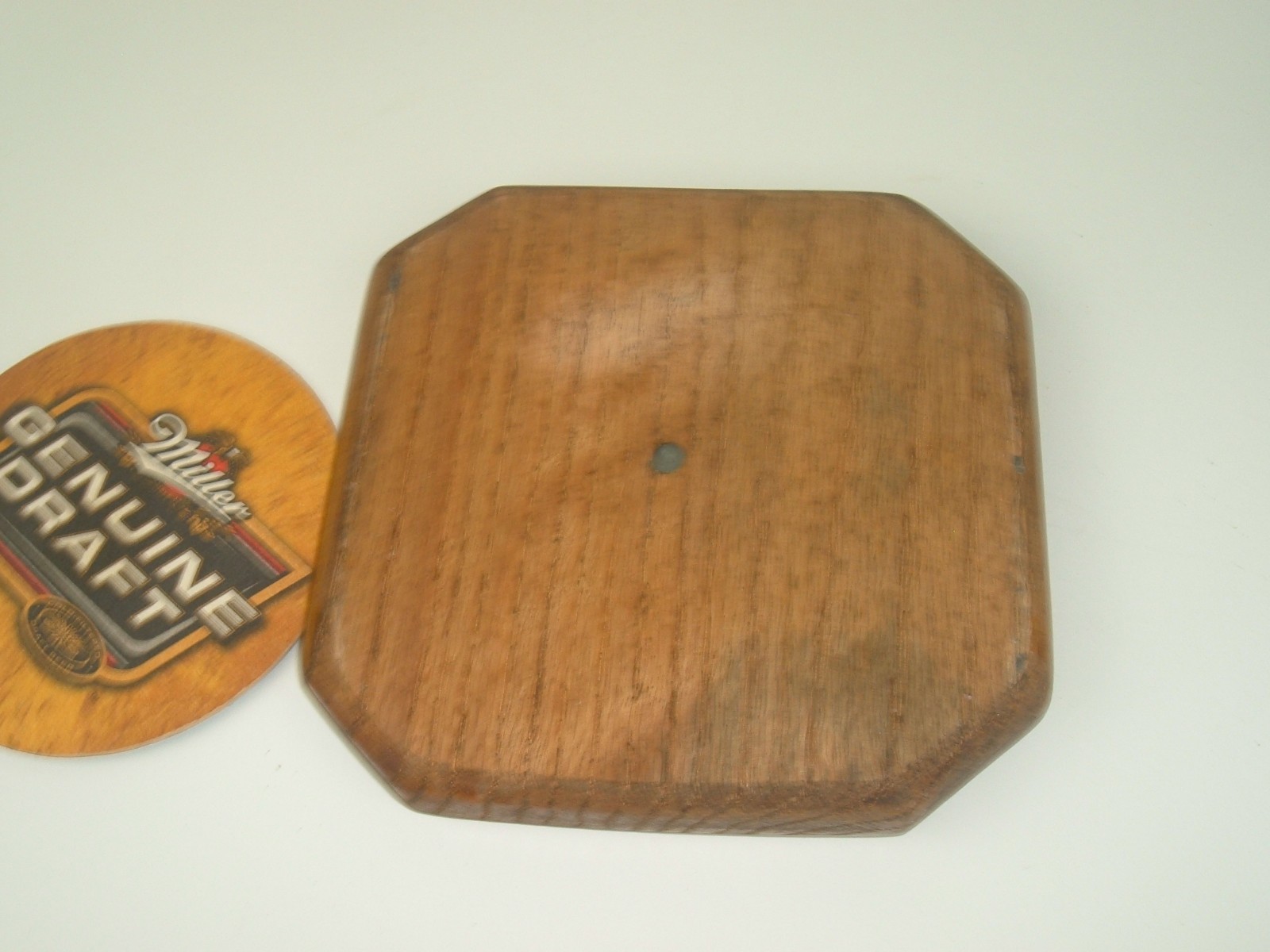 Vtg Wood Beer Drink Coaster with Miller Lite insert Man Cave Dad breweriana