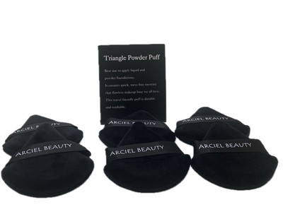 6 Pc Triangle Face Makeup Powder Puff Sponge Wedge Shape with Strap Soft Velvet