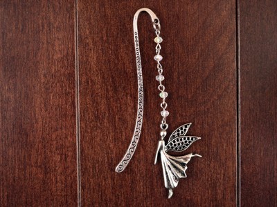 Scrolled Bookmark Dancing Fairy in Starlight Tibetan Silver with Swarovski Beads