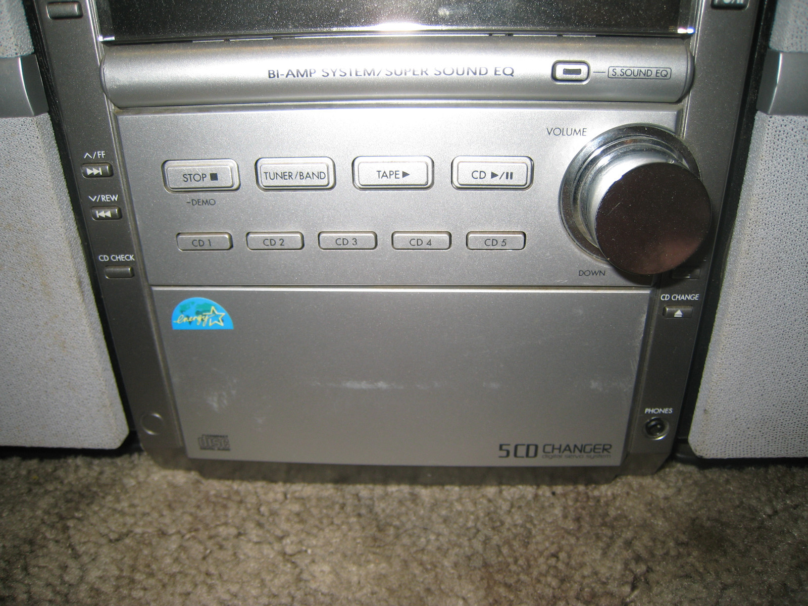 Panasonic SA-PM18 AM/FM 5 Disc CD Changer Cassette Player Stereo System works!