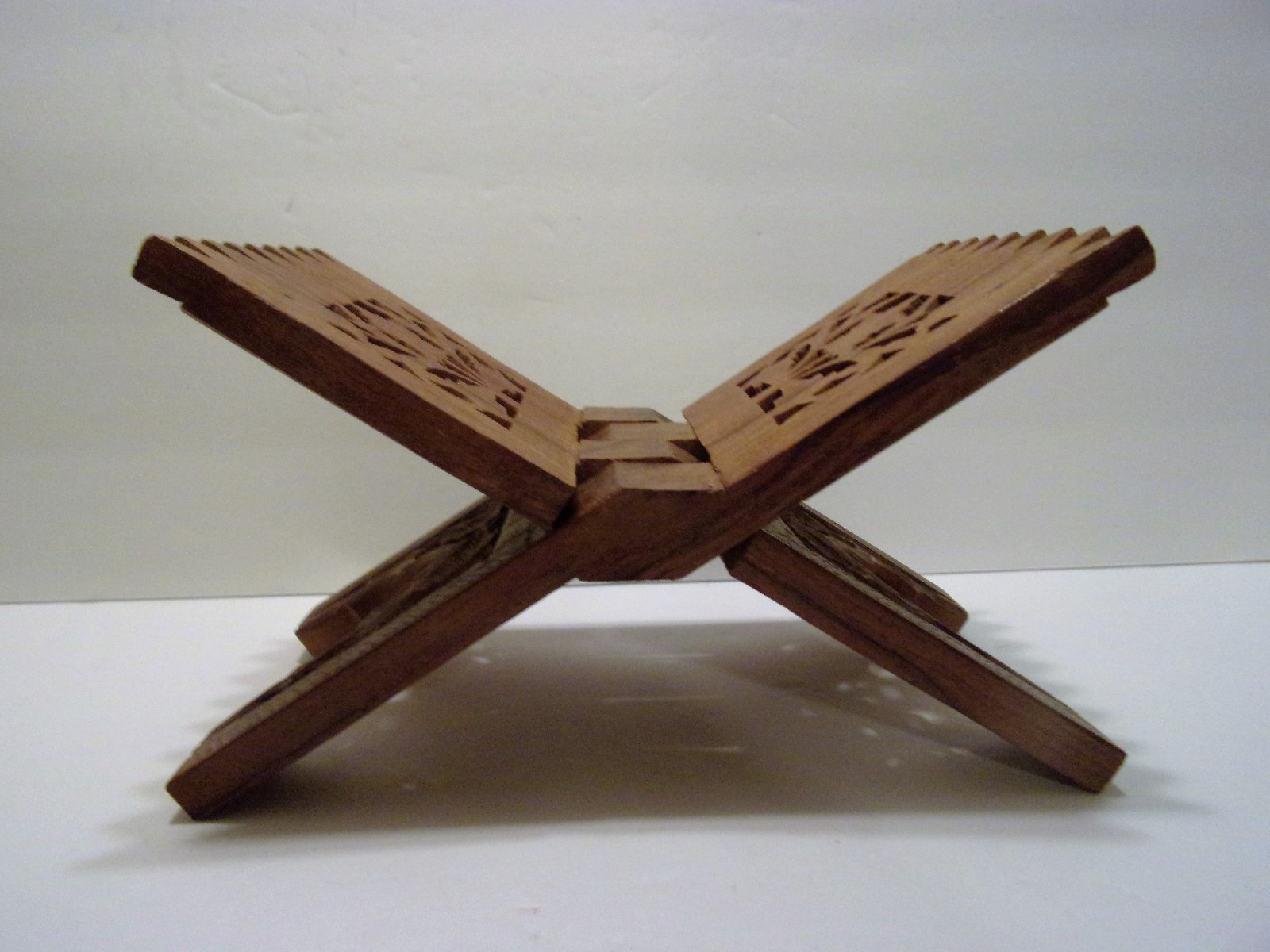 Vintage Bible Book Holder Wood Folding Stand Rack Hand Carved Scrollwork