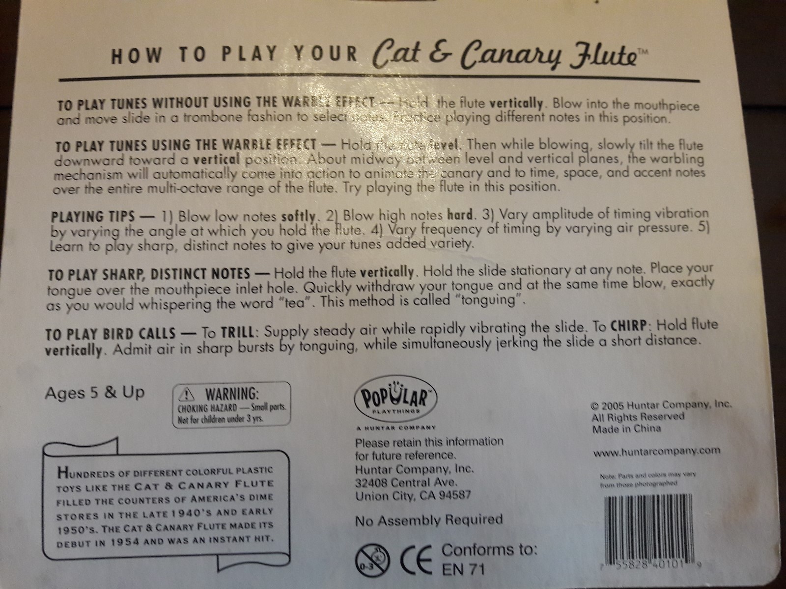 Retro The Original Cat & Canary Flute 2005