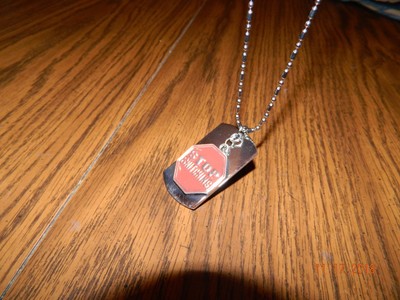 MIP- Chrome Dog Tag with a Stop Snitching stop sign / 36 inch ball chain